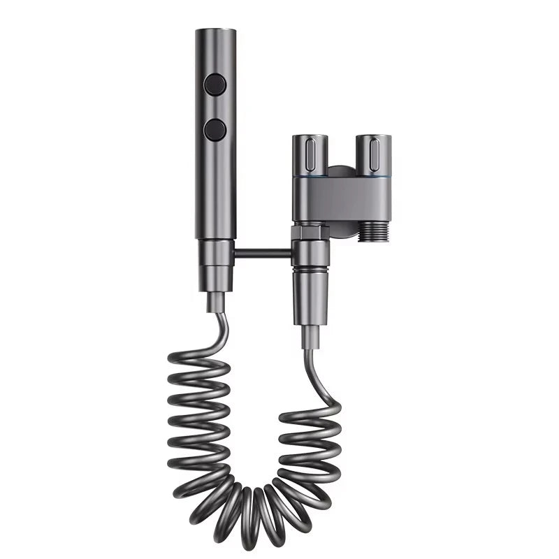 Bidet sprayer with a hose on a white background