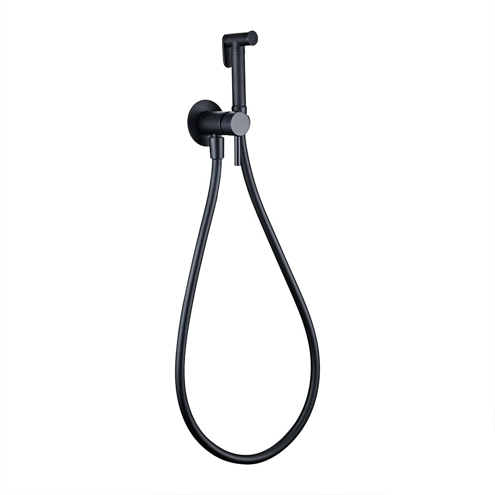 Black shower head with hose