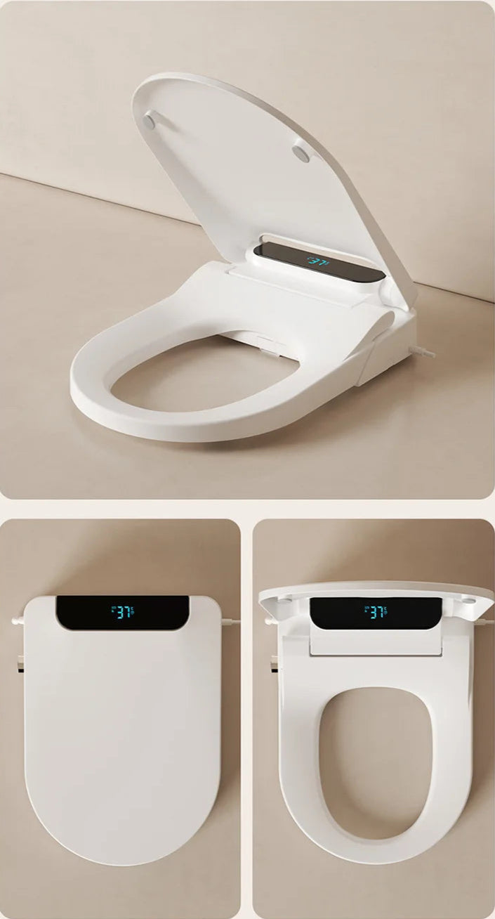 White electronic toilet seat with digital display