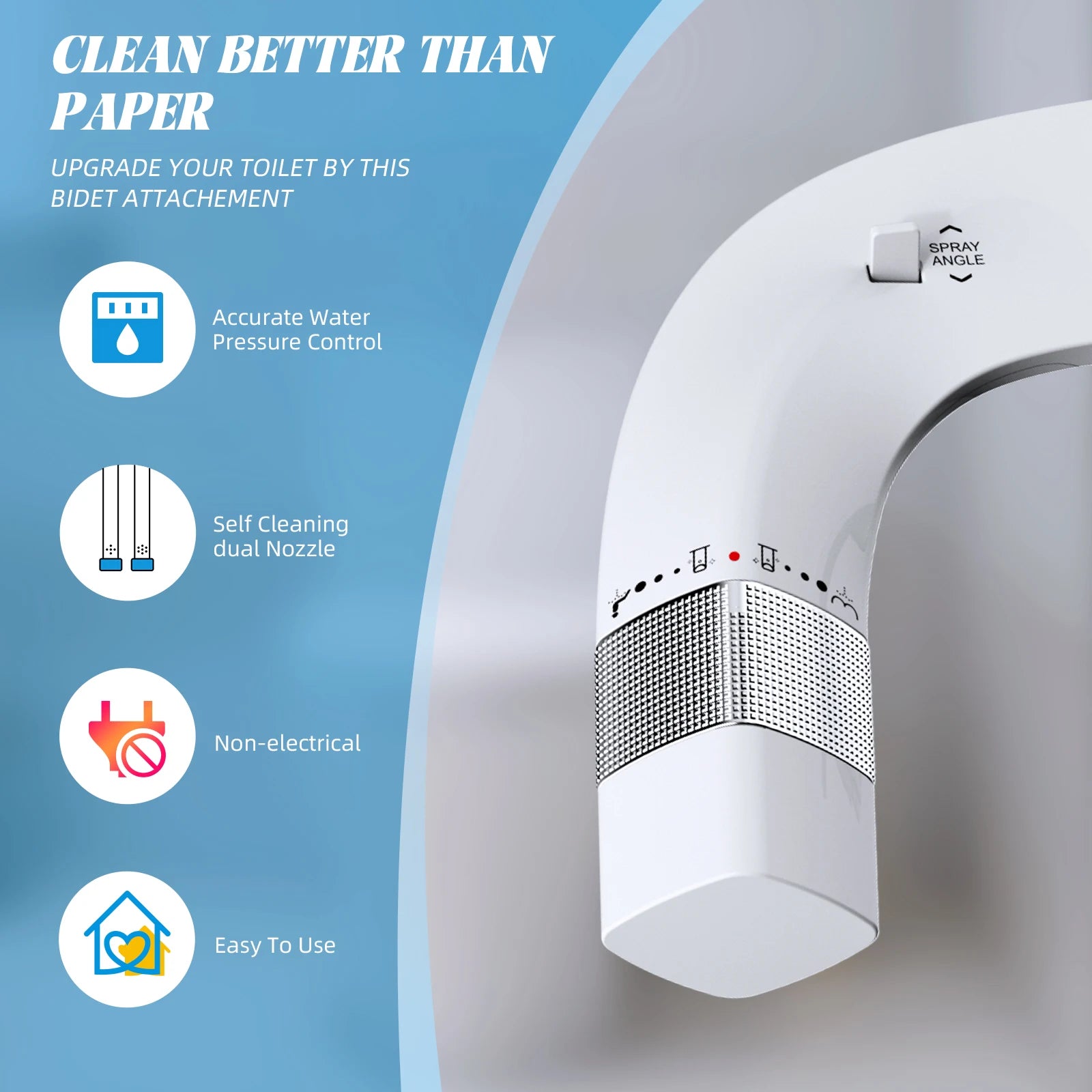 Bidet attachment with features listed