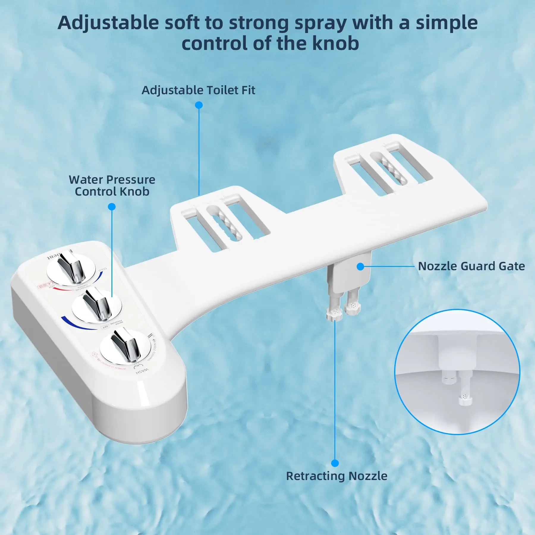 White adjustable shower head with features