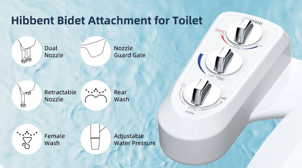 Hibbent Bidet Attachment for Toilet with features listed
