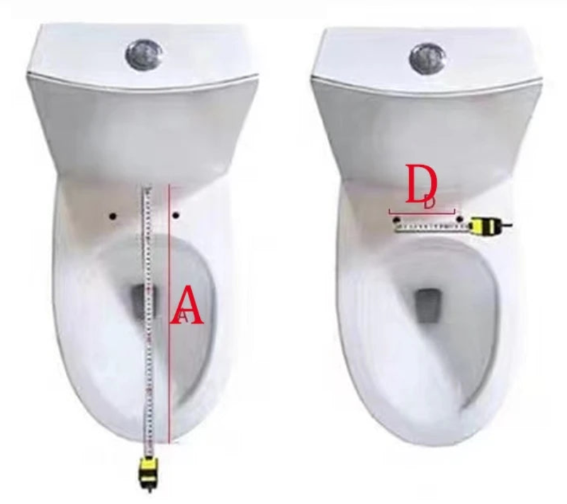 Two white bidets with measurement scale