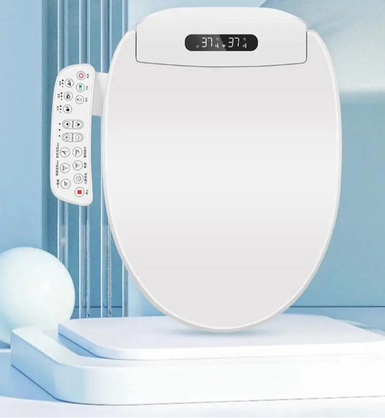 Multifunctional toilet lid with digital display and control panel
