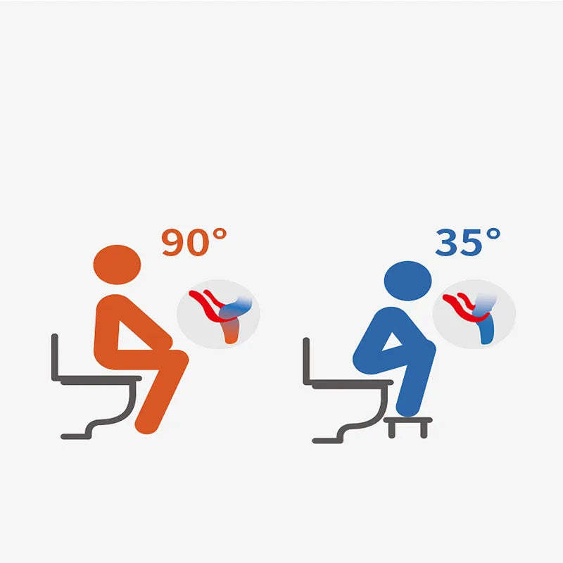 Relief Step, semi-transparent ergonomic toilet stool