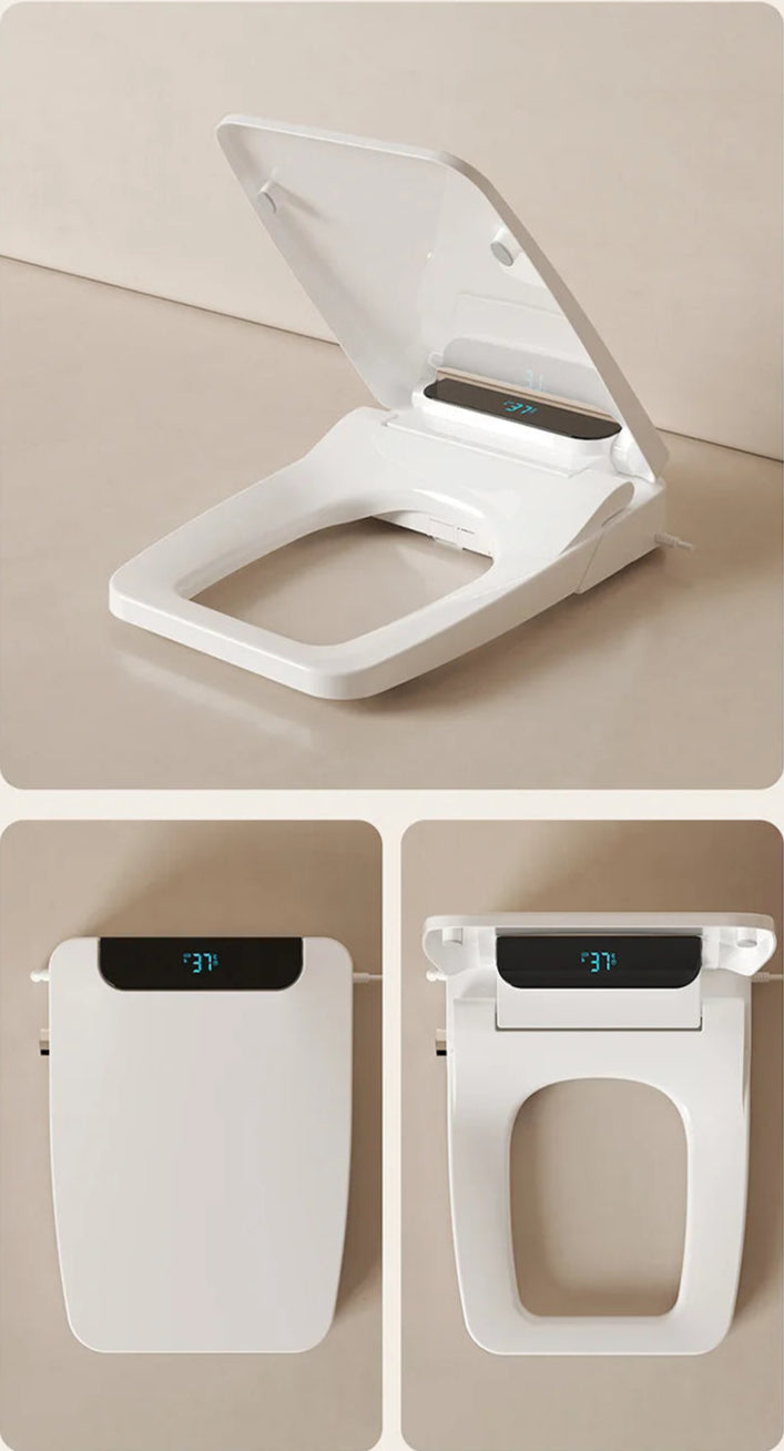 Square electronic toilet seat with digital display
