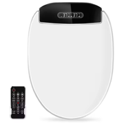 White toilet seat with digital display and remote control