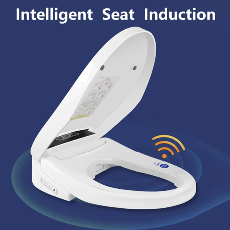 White intelligent toilet seat with induction feature