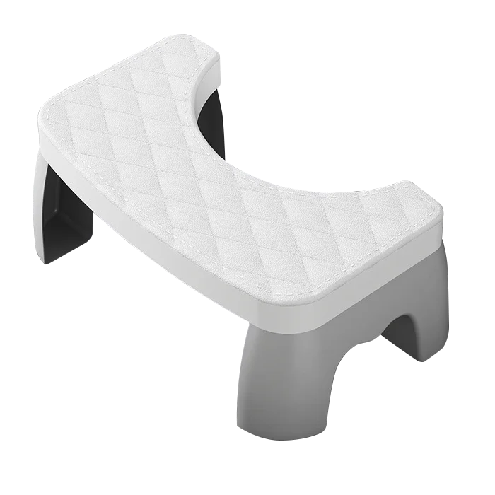 White toilet stool with grey legs