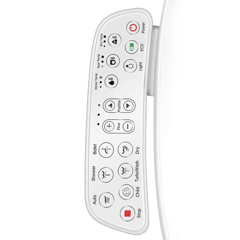 Control panel with various buttons on a white background