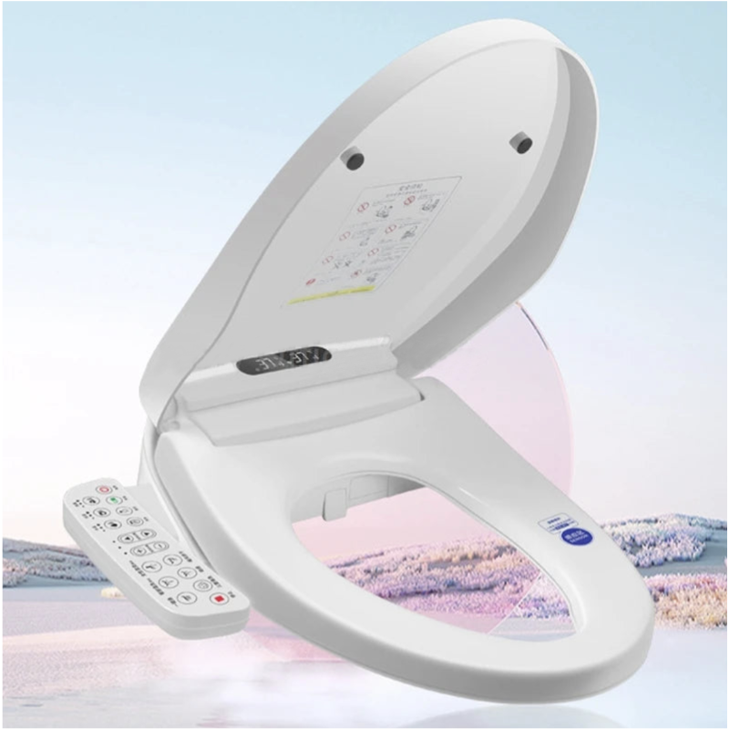 White electronic toilet seat with control panel